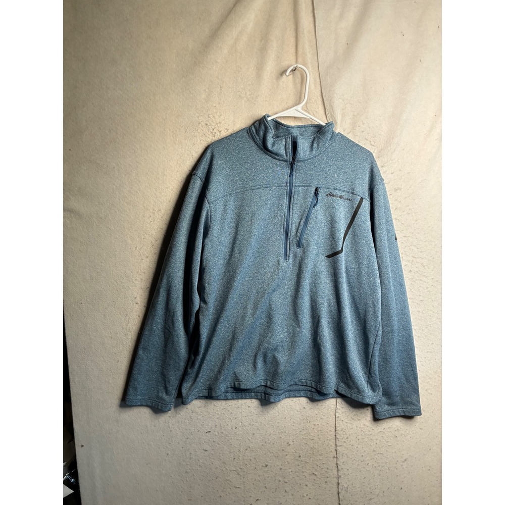 Eddie Bauer First Ascent Mens XL Blue Heathered Quarter Zip Pullover Sweater